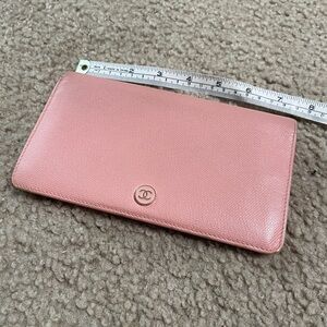 Chanel Bifold Long Wallet Coco Pink Caviar Leather Authentic